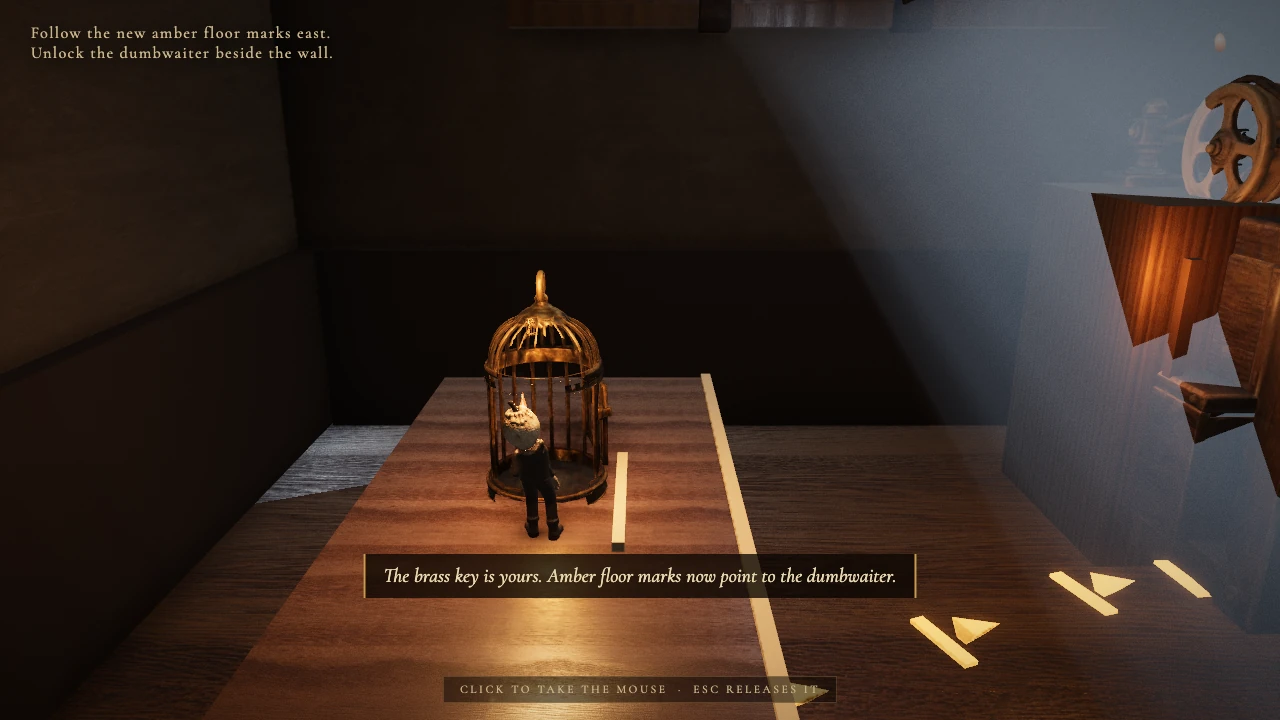 Nix taking the brass key from the cage above the pantry floor